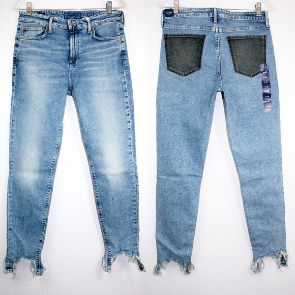 Destroyed Cuff Contrast Pocket Skinny Jean NWT - Picture 2 of 8